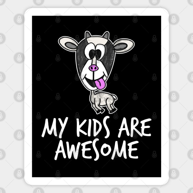 My Kids Are Awesome Goat Mom Mother's Day Magnet by doodlerob